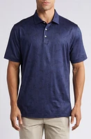 Peter Millar Botanical Print Performance Golf Polo Navy at Nordstrom,