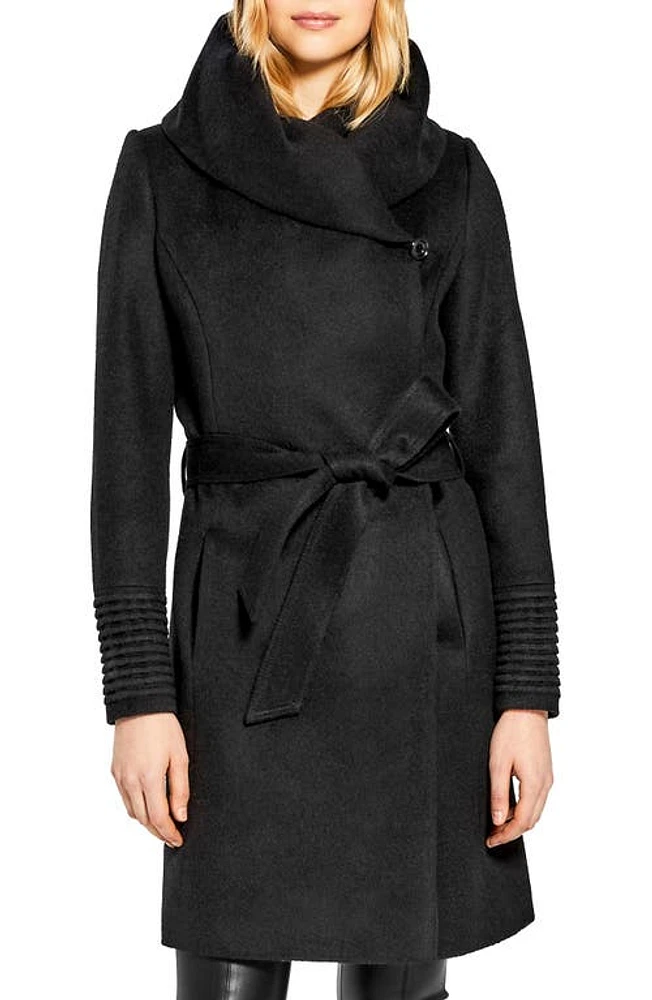 SENTALER Hooded Alpaca & Wool Wrap Coat Black at Nordstrom,