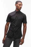 Topman Slim Fit Short Sleeve Stretch Cotton Button-Up Shirt at Nordstrom