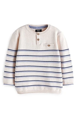 NEXT Kids' Stripe Cotton Henley Sweater Cream at Nordstrom, Y