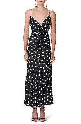 Carolina Herrera Polka Dot Ruched Cocktail Dress in Black Multi at Nordstrom, Size 8