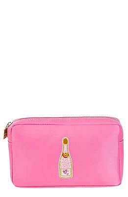 Bloc Bags Medium Champagne Bottle Cosmetics Bag in Bubblegum at Nordstrom