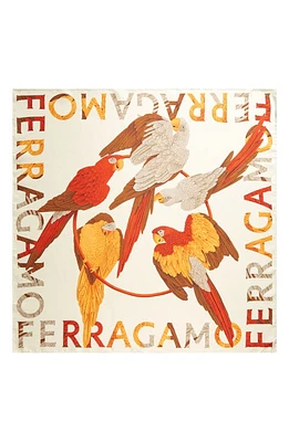 FERRAGAMO Parrot Print Silk Foulard Square Scarf in Persimmon at Nordstrom