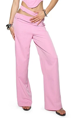 BY. DYLN Hendrix Pinstripe Split Waist Pants Pink Pin Stripe at Nordstrom,