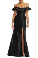 Alfred Sung Off the Shoulder Ruffle Satin Trumpet Gown at Nordstrom,