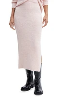 MANGO Side Slit Knit Midi Skirt Pastel Pink at Nordstrom,