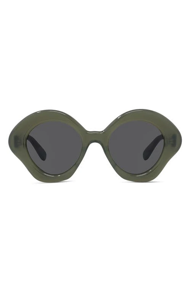 Loewe Curvy 49mm Small Geometric Sunglasses in Shiny Dark Green /Smoke at Nordstrom