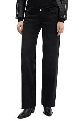 MANGO Over the Bump Wide Leg Maternity Jeans Black Denim at Nordstrom,