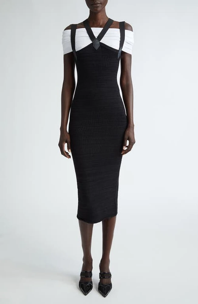 Alaïa High Waist Linen Blend Pencil Dress Noir at Nordstrom, Us