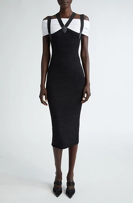 Alaïa High Waist Linen Blend Pencil Dress Noir at Nordstrom, Us