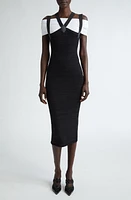 Alaïa High Waist Linen Blend Pencil Dress Noir at Nordstrom, Us