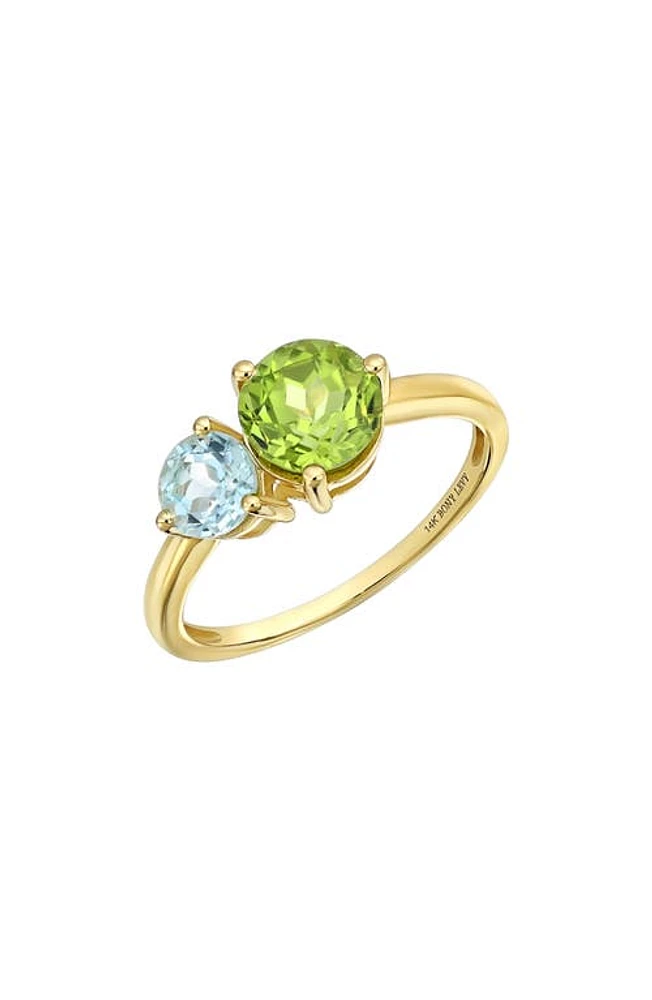 Bony Levy 14K Gold Semiprecious Stone Stackable Ring Yg Blue Topaz Peridot at Nordstrom