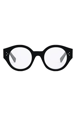 CELINE 48mm Bold Round Optical Glasses in Shiny Black at Nordstrom