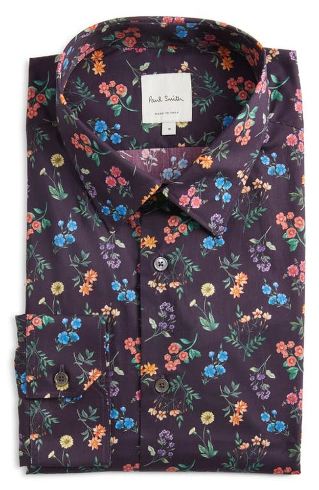 Paul Smith Tailored Fit Floral Cotton Button-Up Shirt at Nordstrom,