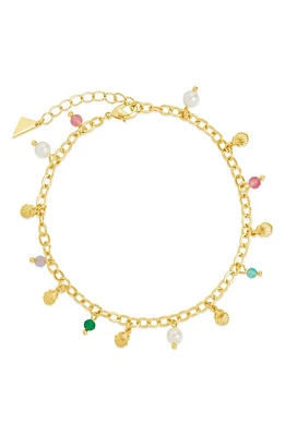 Sterling Forever Truvy Cultured Pearl & Charm Anklet in Gold at Nordstrom