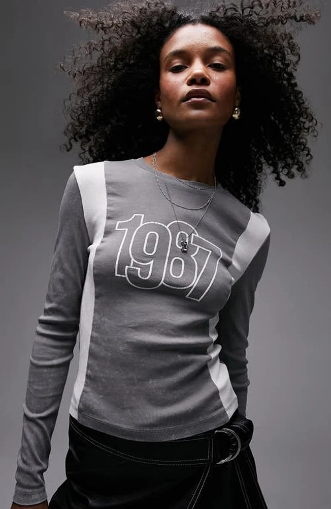 Topshop 1987 Split Top Grey at Nordstrom,