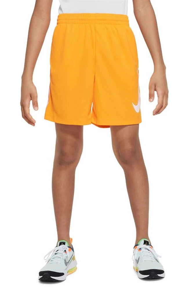 Nike Kids' Icon Dri-FIT Shorts in Vivid Orange/White/White at Nordstrom, Size Xl