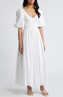 Faithfull the Brand Rosarico Smocked Linen Midi Dress White at Nordstrom,