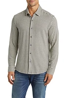 Stone Rose Houndstooth Tech Fleece Button-Up Shirt Beige at Nordstrom,