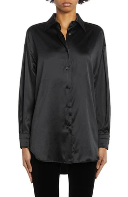 TOM FORD Relaxed Fit Stretch Silk Satin Blouse Black at Nordstrom, Us