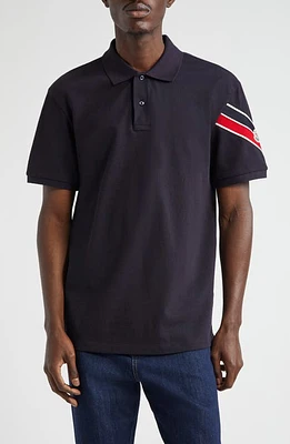 Moncler Stripe Logo Cotton Polo Blue at Nordstrom,