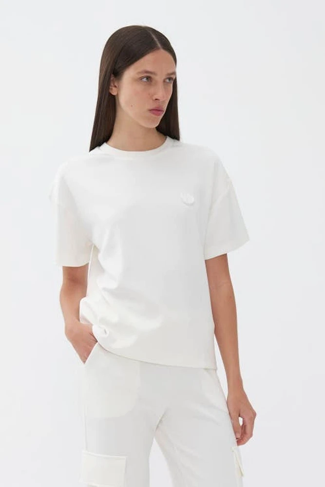 Nocturne Logo Designed Basic T-shirt in Ivory at Nordstrom