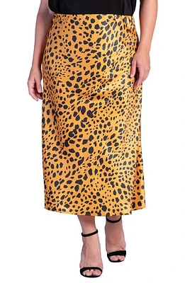 Standards & Practices Izar High Waist Satin Midi Skirt Gold Print at Nordstrom,