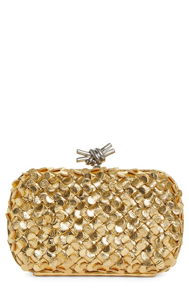 Bottega Veneta Intrecciato Paillette Metallic Leather Clutch in Gold/Gold/Silver at Nordstrom