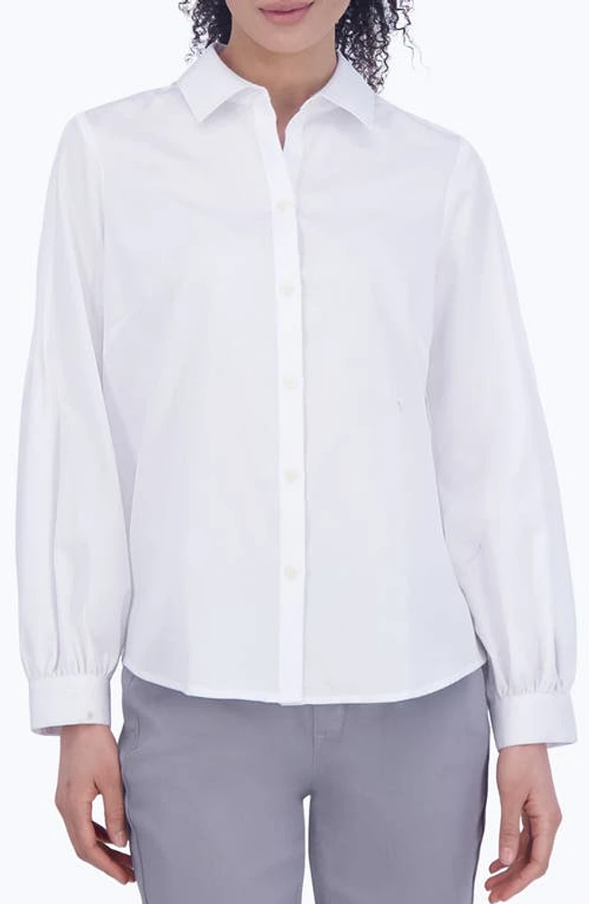 Foxcroft Audrey Cotton Blend Sateen Button-Up Shirt at Nordstrom,