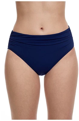 Profile By Gottex Tutti Frutti High Waist Side Shirred Swim Bottom Navy at Nordstrom,