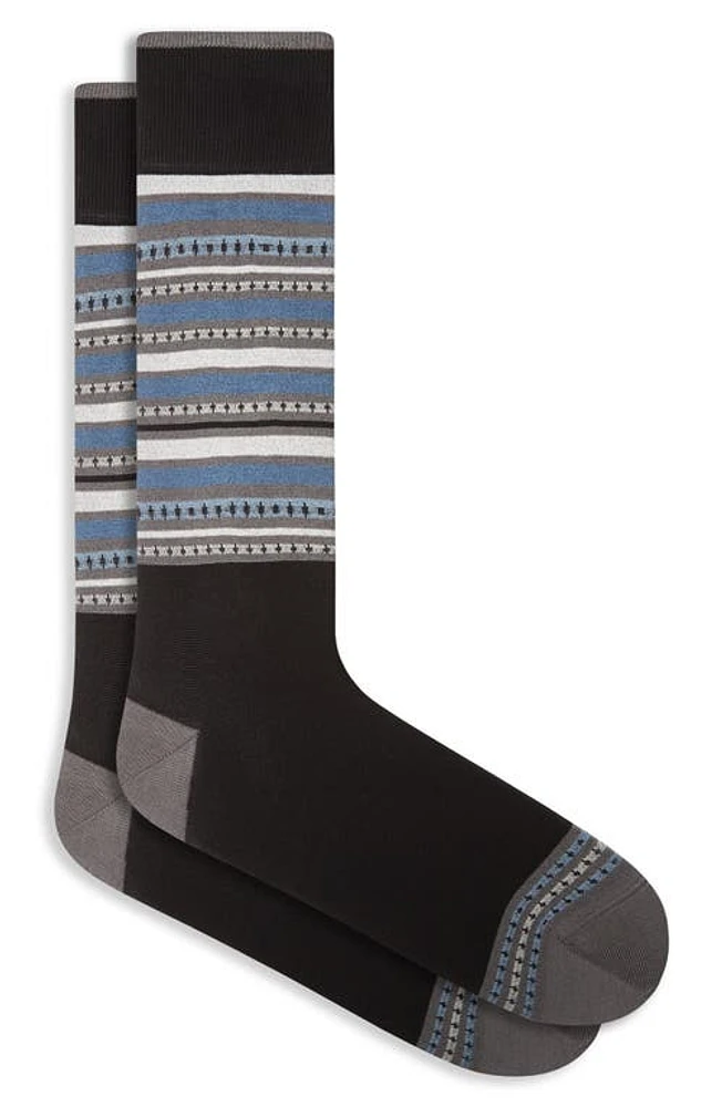 Bugatchi Stripe Dress Socks in Black at Nordstrom