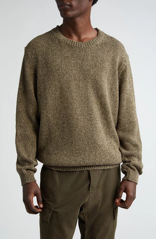 Massimo Alba Billy Cotton & Linen Mouliné Crewneck Sweater Salvia at Nordstrom,