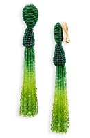 Oscar de la Renta Dégradé Beaded Tassel Clip-On Earrings in Green at Nordstrom