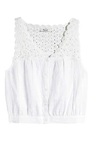 Madewell Crocheted V-Neck Bubble Top Eyelet White at Nordstrom,