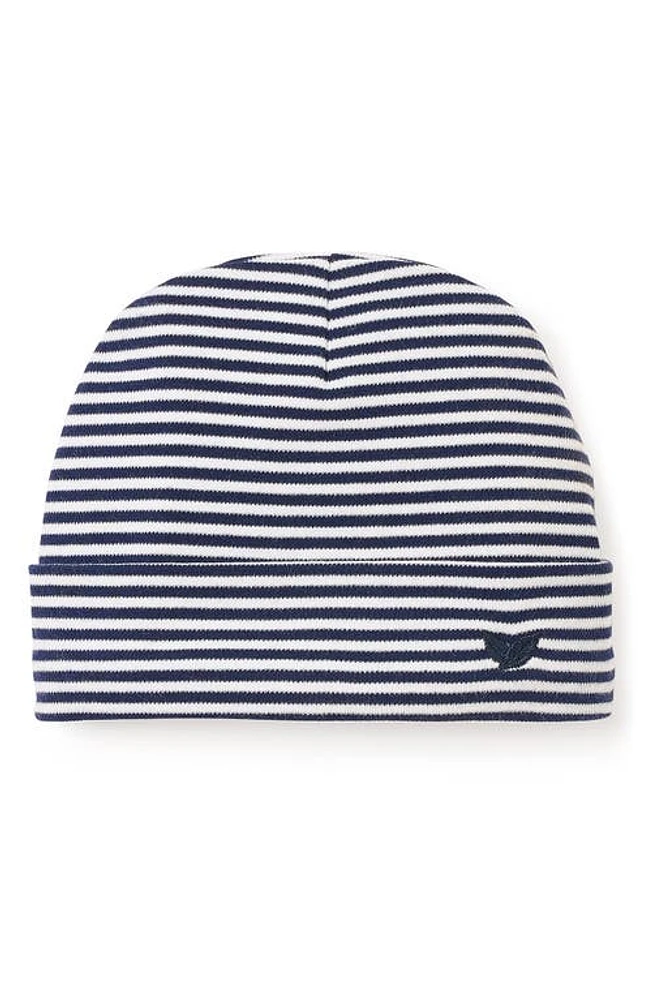 Petite Plume Pima Cotton Stripe Hat in Navy at Nordstrom