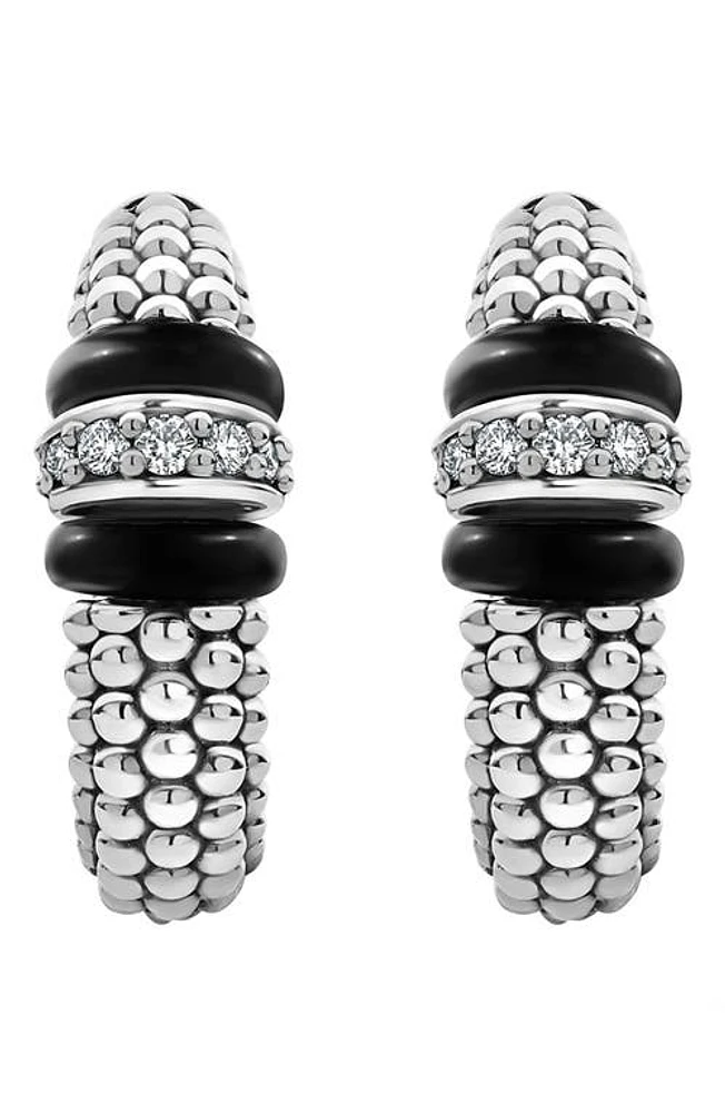 LAGOS Black Caviar Diamond Hoop Earrings at Nordstrom