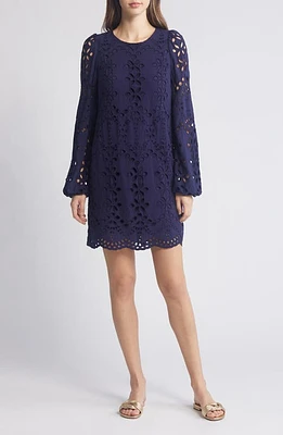 Lilly Pulitzer Alyna Long Sleeve Eyelet Dress True Navy Soiree at Nordstrom,