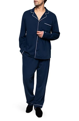 Petite Plume Luxe Pima Cotton Pajamas Navy at Nordstrom,