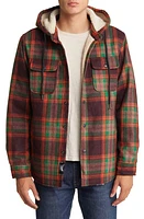 Schott NYC Plaid Wool Blend Snap-Up Hooded Shirt Jacket at Nordstrom,