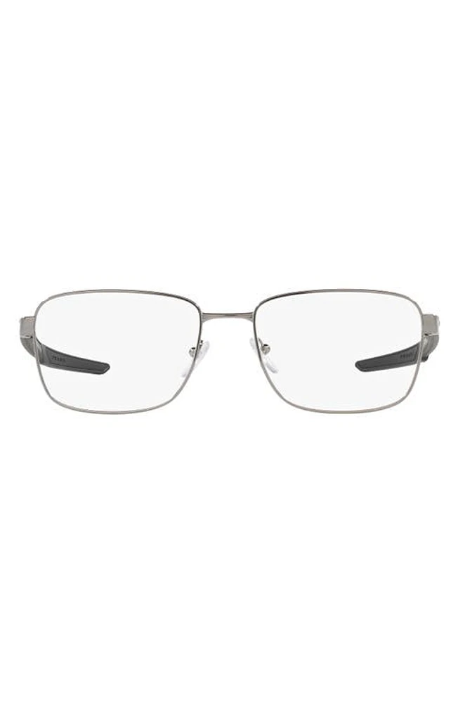 Prada Linea Rossa 57mm Pillow Optical Glasses in Gunmetal at Nordstrom