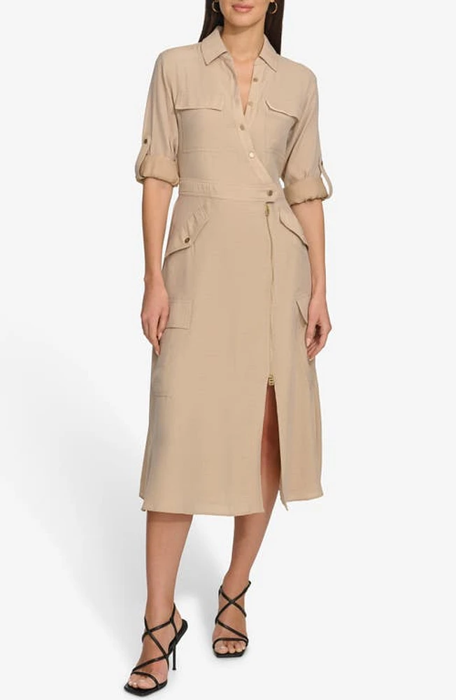 DKNY Cargo Midi Dress Sandalwood at Nordstrom,