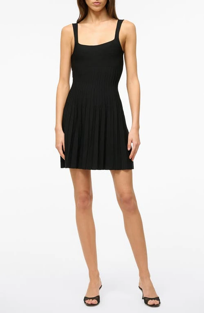 STAUD Ellison Pleated Knit Dress Black at Nordstrom,