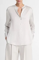 Vince Band Collar Silk Button-Up Shirt at Nordstrom,