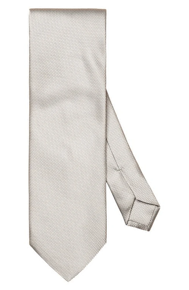 Eton Solid Herringbone Silk Tie in Silver at Nordstrom