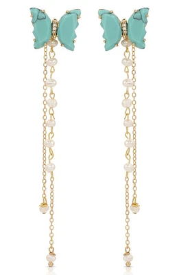 Ettika Turquoise Butterfly & Freshwater Pearl Front/Back Earrings at Nordstrom