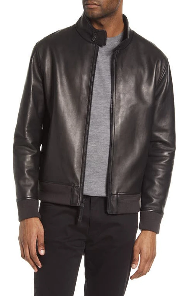 Vince Harrington Leather Bomber Jacket Black at Nordstrom,