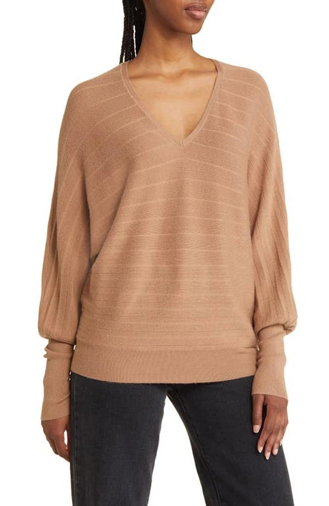 Nordstrom V-Neck Sweater in Tan Smoke at Nordstrom, Size Small