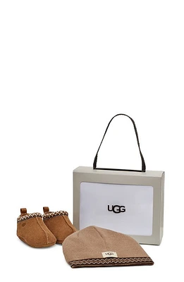 UGG(r) Baby Tasman Boot & Beanie Set Chestnut at Nordstrom,