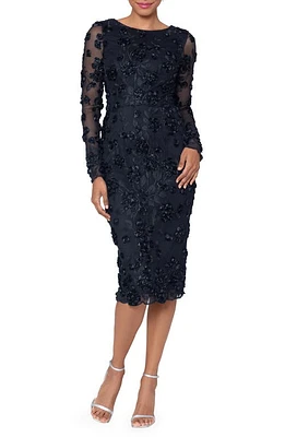 Xscape Evenings Soutache Lace Long Sleeve Cocktail Dress Black at Nordstrom,