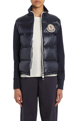 Moncler Quilted Down & Knit Cardigan Blue Navy at Nordstrom,